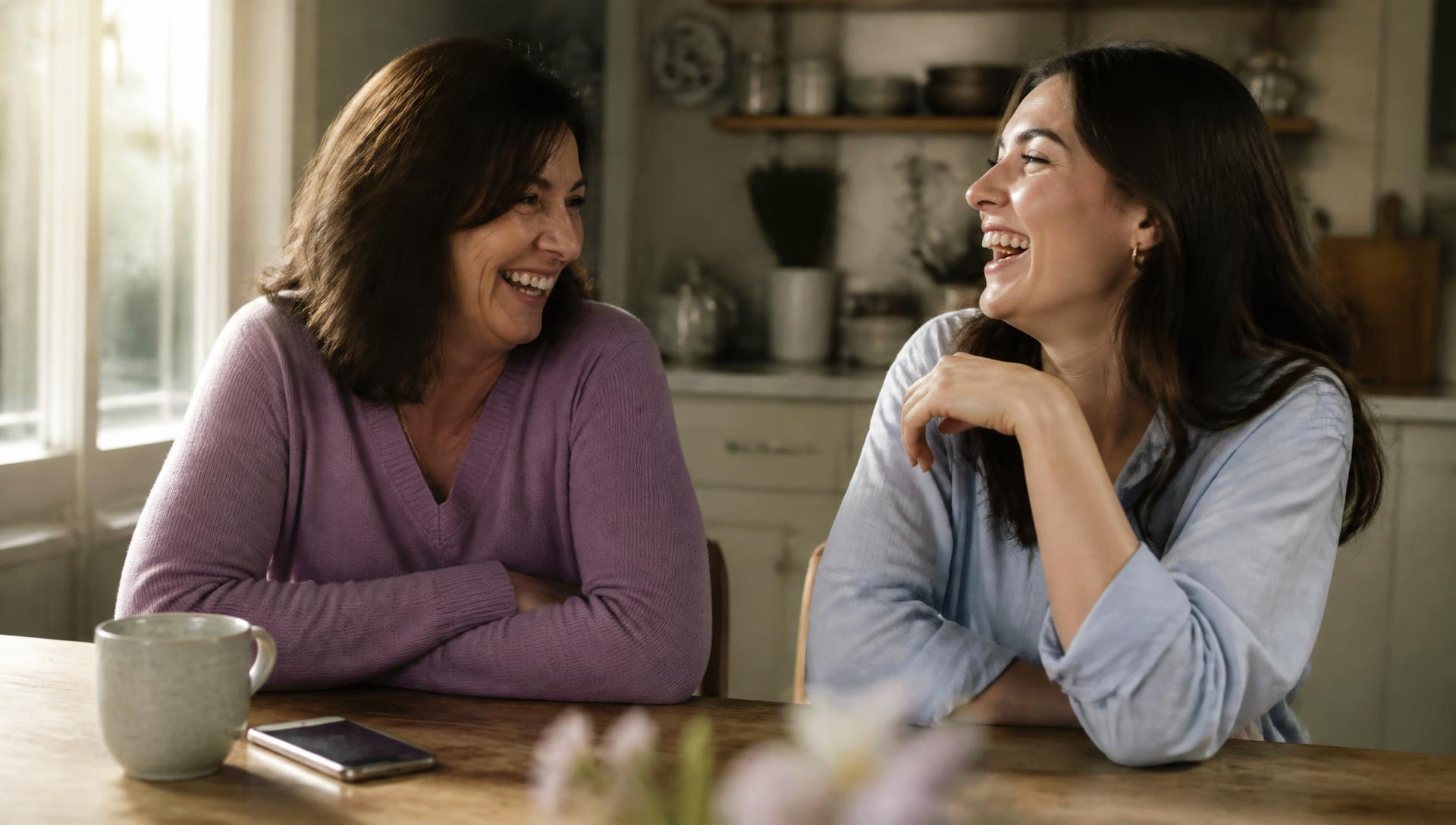 Two people in warm, natural conversation